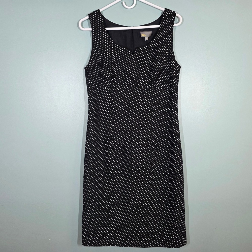 Linea Domani Womens Black White Polka Dot Sweetheart Sheath Dress Size 8 Y854